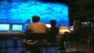 Creating virtual cloudy skies during the rehearsal phase (seen from behind the projections)